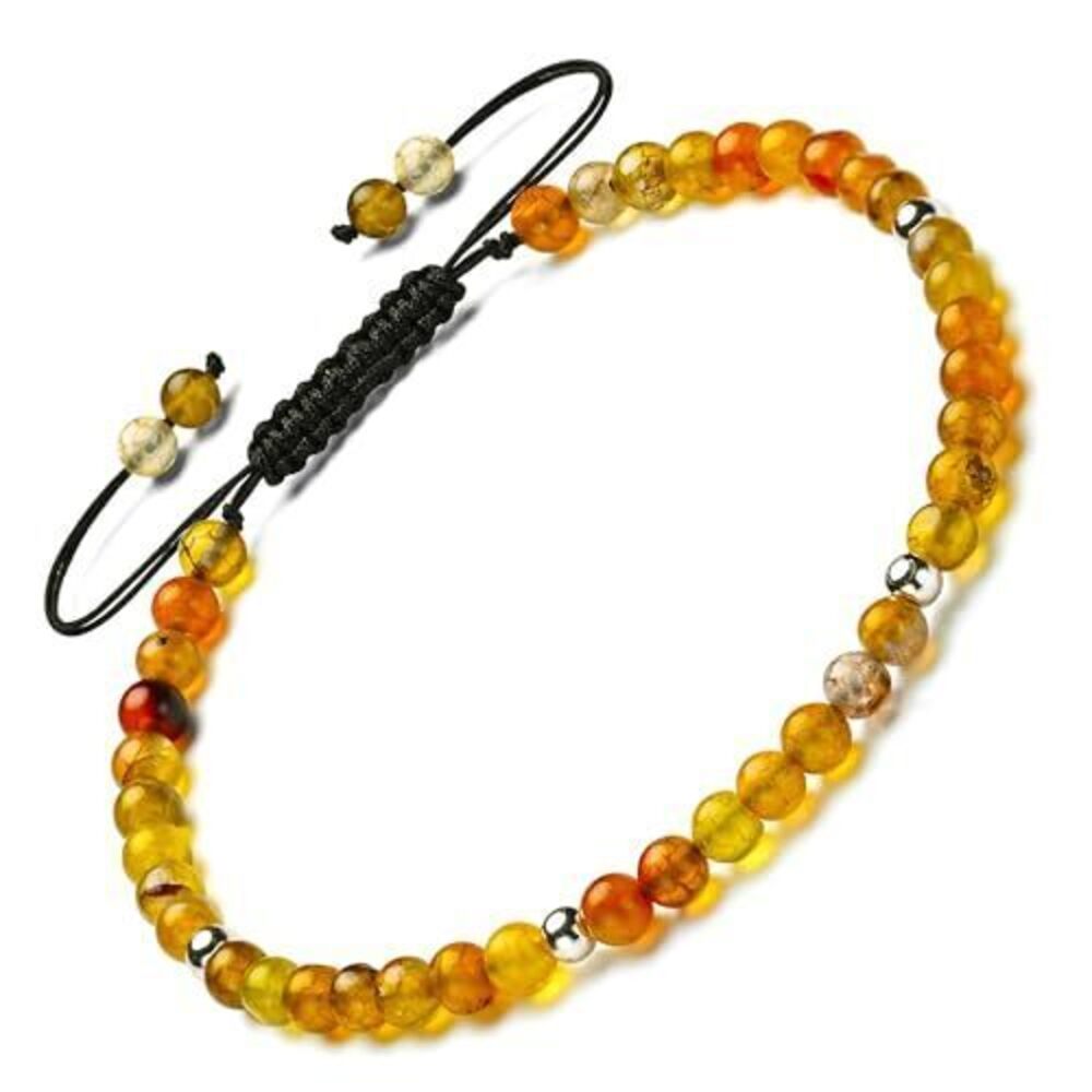 4509 Natural Gemstones Bracelet&925 Sterling Silver/18K Gold│4MM│ 7-9 in